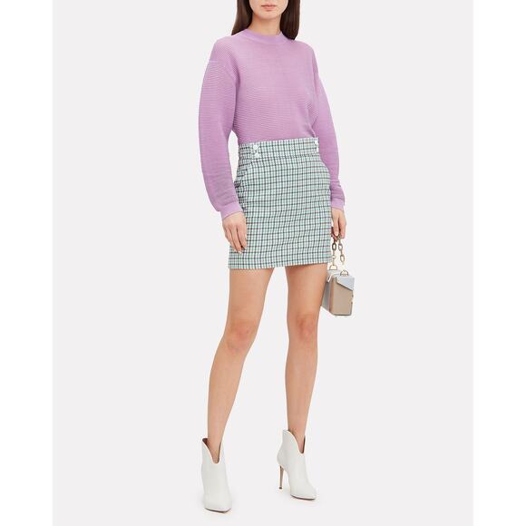 VERONICA BEARD Arezzo Skirt Navy Blue Tweed Textured Mini Length Women's 6 - Picture 12 of 12